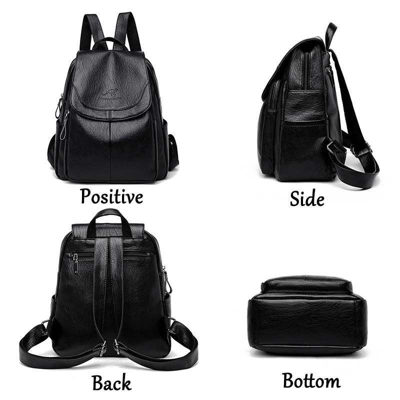 Leatherwork Letters - Vintage Soft Leather Backpack for Women
