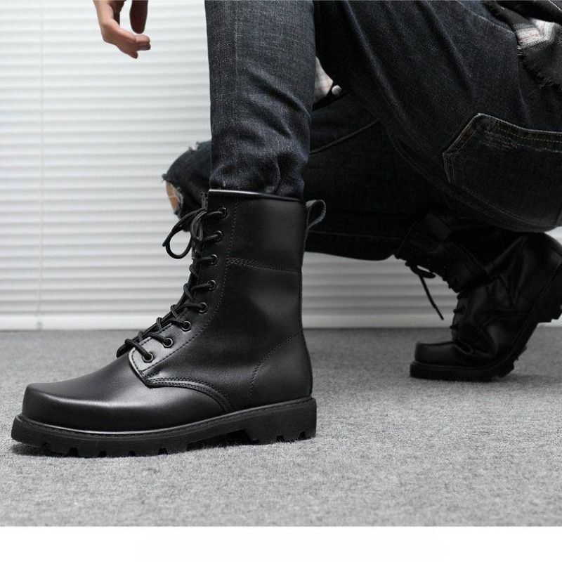 Tactical Combat Boots Mens Hig - Leather Work Boots 评论和价格
