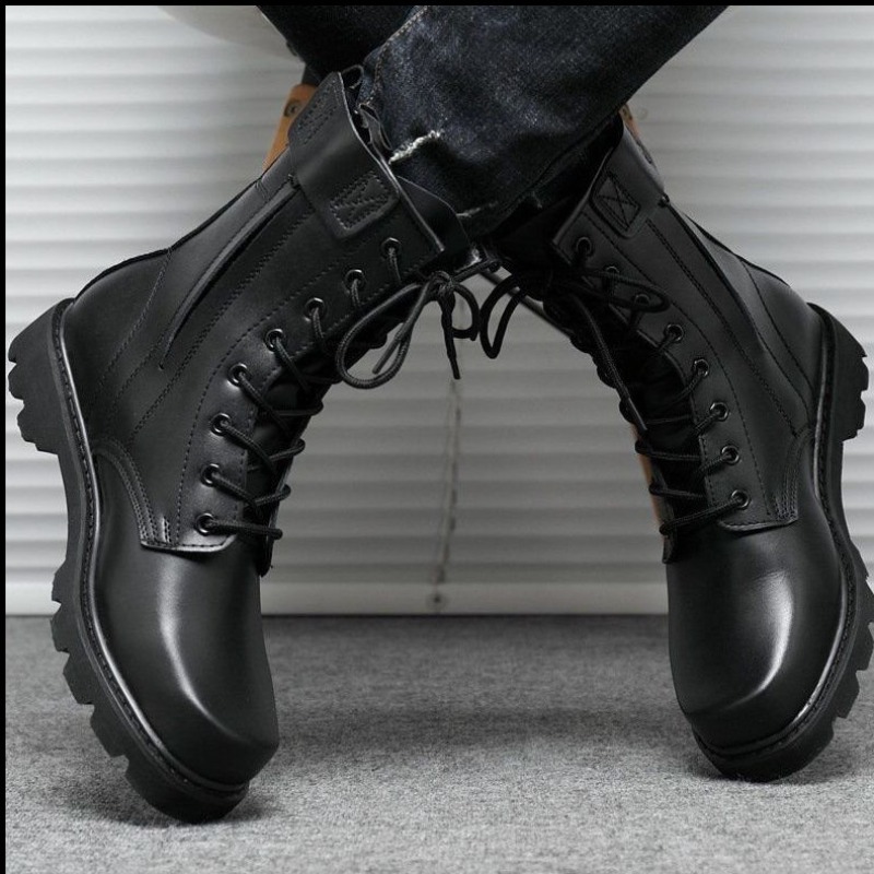 Tactical Combat Boots Mens Hig - Leather Work Boots 评论和价格
