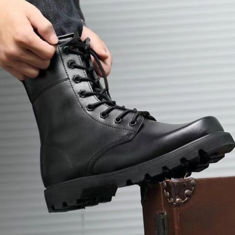 Tactical Combat Boots Mens Hig - Leather Work Boots 评论和价格