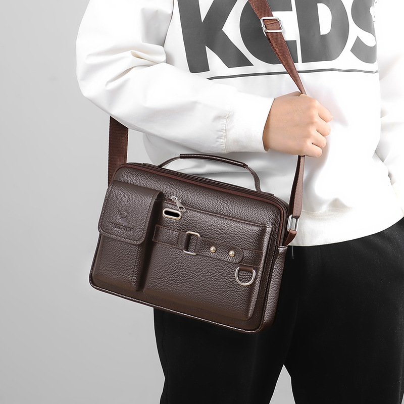 Brand Men Shoulder Bag Pu Leat - Leatherwork Letters 评论和价格