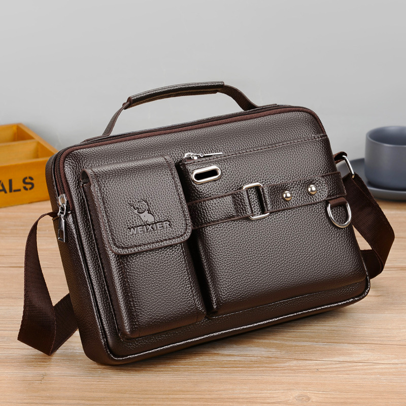 Brand Men Shoulder Bag Pu Leat - Leatherwork Letters 评论和价格