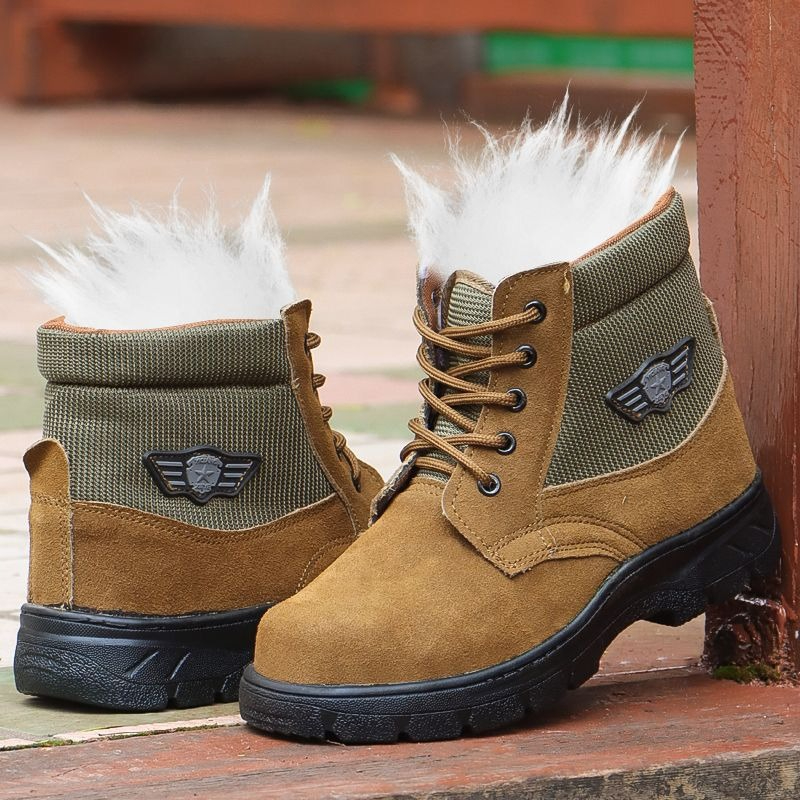 Winter Men Snow Boots Genuine  - Leather Work Boots 评论和价格