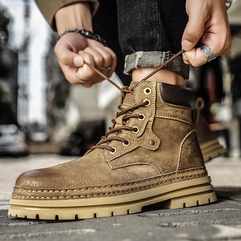Men's Fashion Spring Platform  - Leather Work Boots 评论和价格