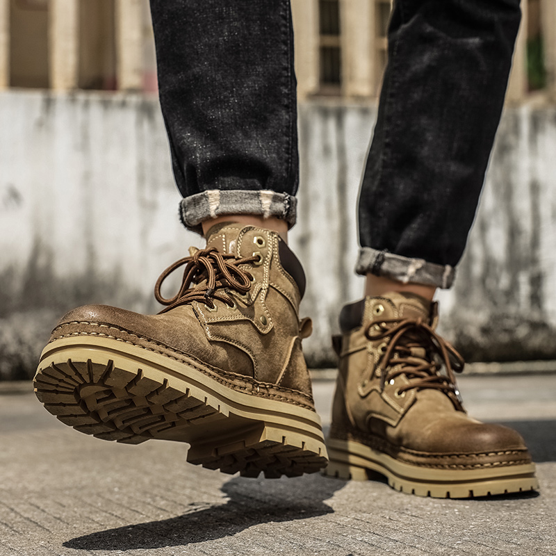 Men's Fashion Spring Platform  - Leather Work Boots 评论和价格