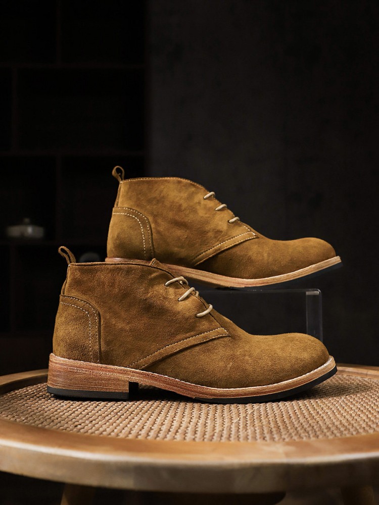 Fashion Versatile Male Lace-Up - Leather Work Boots 评论和价格