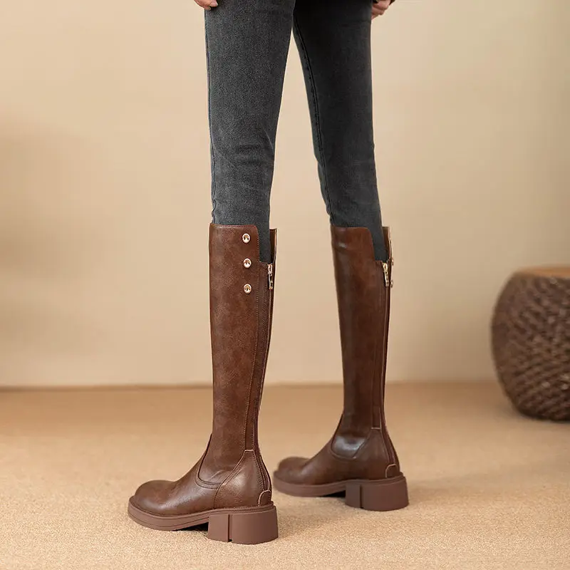Autumn Winter Middle Heel Ladi - Leather Work Boots 评论和价格