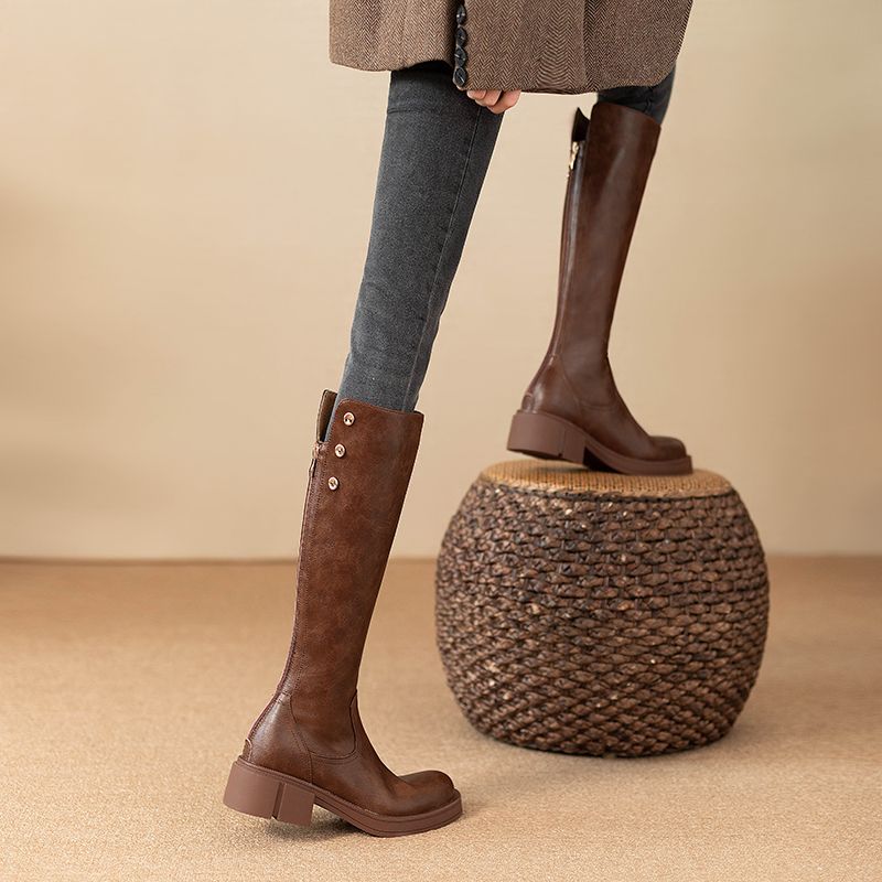Autumn Winter Middle Heel Ladi - Leather Work Boots 评论和价格